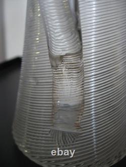 Small covered honey jug in twisted blown glass, 19th century spiral glass