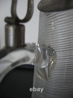 Small covered honey jug in twisted blown glass, 19th century spiral glass