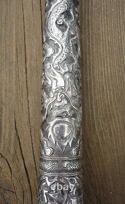 Some umbrella handle silver dragons Indochina 19th century