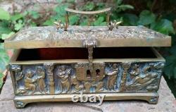Spectacular Ancient Bronze Box Solid Gothic Decoration Middle Ages Monastery