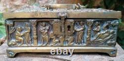Spectacular Ancient Bronze Box Solid Gothic Decoration Middle Ages Monastery