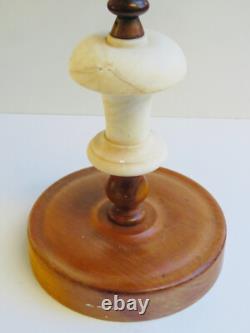 Spinning Wheel, Bobbin Winder, Thread Unroller, Skein Winder, Antique, Turned Wood & Alabaster