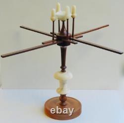 Spinning Wheel, Bobbin Winder, Thread Unroller, Skein Winder, Antique, Turned Wood & Alabaster