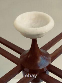 Spinning wheel, bobbin winder, thread unwinder, skein winder, antique, turned wood & alabaster