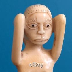 Statuette Woman Nude / Erotic / Folk Art / Bagnard, Sailor XIX Bovine Bone