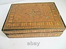 Straw marquetry box made by a convict, late 18th century