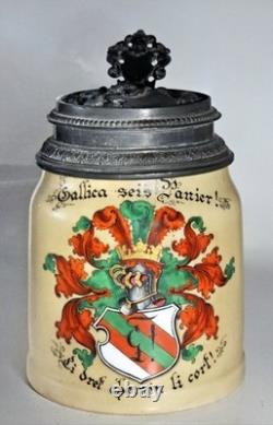 Student beer stein with lithophane, Germany, Alsace, 19th century, corporation Krug