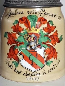 Student beer stein with lithophane, Germany, Alsace, 19th century, corporation Krug