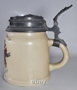 Student beer stein with lithophane, Germany, Alsace, 19th century, corporation Krug
