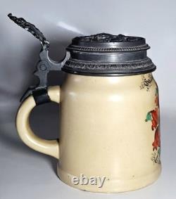 Student beer stein with lithophane, Germany, Alsace, 19th century, corporation Krug