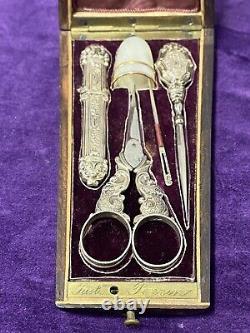 Stunning And Old Necessary Silver Couture In His Noble Wood Box