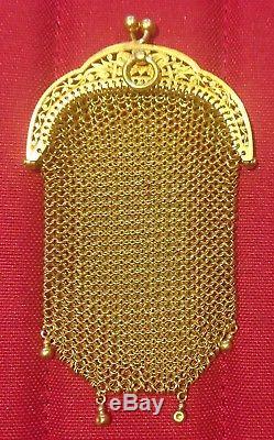 Stunning Old Coin Purse In 18ct Gold, 27.5gr 4 Punches (eagle Head)