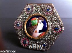 Sublime Ancient Powder Renaissance Style With Enamelled Miniature Made In Fr
