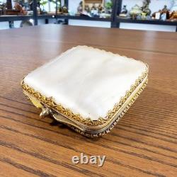 Sublime Mother-of-Pearl and Gilded Metal Powder Compact, Complete, 1890