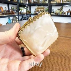 Sublime Mother-of-Pearl and Gilded Metal Powder Compact, Complete, 1890