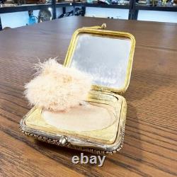 Sublime Mother-of-Pearl and Gilded Metal Powder Compact, Complete, 1890