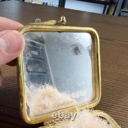 Sublime Mother-of-Pearl and Gilded Metal Powder Compact, Complete, 1890