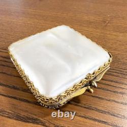 Sublime Mother-of-Pearl and Gilded Metal Powder Compact, Complete, 1890