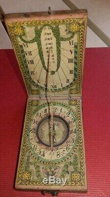 Sundial Diptyque Pocket Wood XVIII With Compass