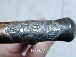 Superb Ancient Canne China Chinese Vietnam Silver Apple Chinese