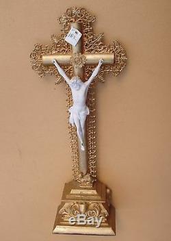 Superb And Rare Large Crucifix Gilded Nineteenth Century Jansenist