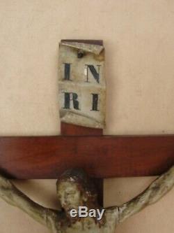 Superb And Rare Large Crucifix Wall Carved Wood End XVIII / Early XIX S