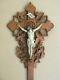 Superb And Rare Large Wall Crucifix In Oak Carved Late Xix Century