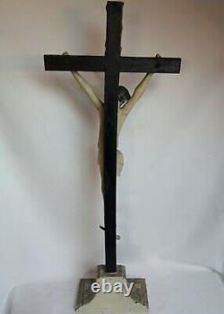 Superb And Rare Large Wooden Crucifix Carved Late XVIII / Early XIX S. 77 CM