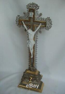 Superb Crucifix Gilded With Gold Leaf Napoleon III Period