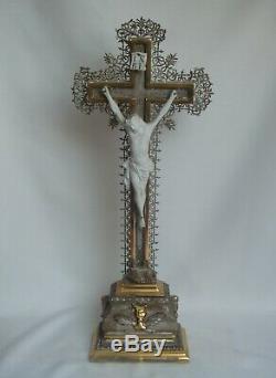 Superb Crucifix Gilded With Gold Leaf Napoleon III Period