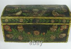Superb Grand Wedding Chest Normand Debut XIX Wood Painted Paper Rouen