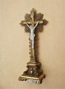 Superb Jansenist Crucifix Gilded With Gold Leaf Louis Philippe Era