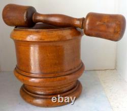 Superb Large Mortar & Pestle in Turned Wood, Herbalist, Apothecary. 19th Century