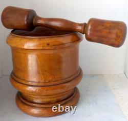 Superb Large Mortar & Pestle in Turned Wood, Herbalist, Apothecary. 19th Century