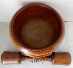 Superb Large Mortar & Pestle in Turned Wood, Herbalist, Apothecary. 19th Century