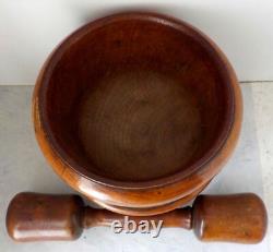 Superb Large Mortar & Pestle in Turned Wood, Herbalist, Apothecary. 19th Century
