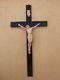 Superb Large Napoleon Iii Wall Crucifix In Lacquered Wood