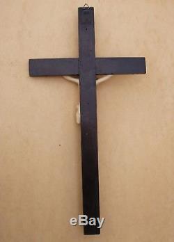 Superb Large Napoleon III Wall Crucifix In Lacquered Wood