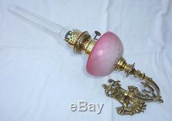 Superb Wall Oil Lamp Bronze Pink Top (baccarat) Nineteenth