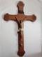 Superb And Rare Large 19th-century Carved Wooden Wall Crucifix, 80 Cm