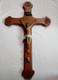Superb And Rare Large Wall Crucifix In Carved Wood 19th Century 80 Cm