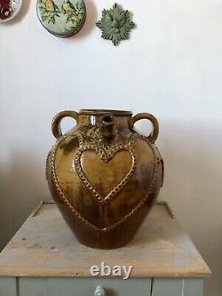 Superb large glazed earthenware oil jug, Wood-fired oven baking Cliousclat