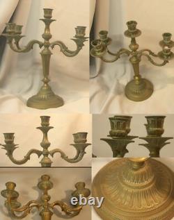 Superb pair of 36 cm, 3.8 kg metal candlesticks with 4 candle arms