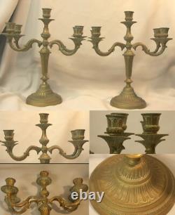 Superb pair of 36 cm, 3.8 kg metal candlesticks with 4 candle arms