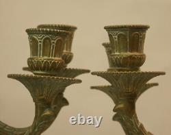 Superb pair of 36 cm, 3.8 kg metal candlesticks with 4 candle arms