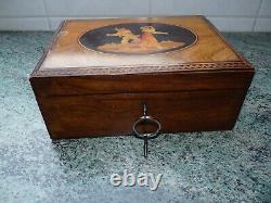Superb rare antique wooden box case with Neapolitan scene 19th Italy.