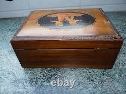 Superb rare antique wooden box case with Neapolitan scene 19th Italy.