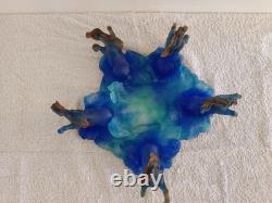 The Horses of Marly Daum France Sculpture in Blue Crystal Glass Paste