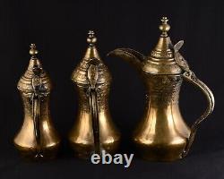 Three Dallah Brass Coffee Maker At The End Of The 19th Century Persian Islamic Art B4.1