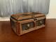 Tramp Art Sewing Or Jewelry Box In Carved Wood, Folk Art